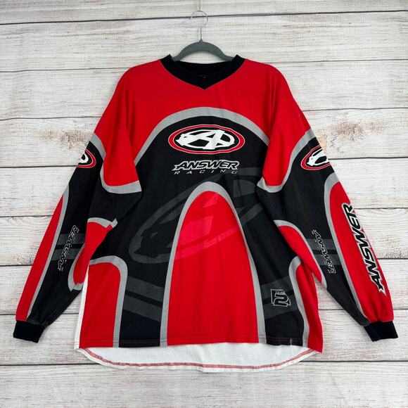 Vintage Answer Racing Long Sleeve Motocross Jersey Mens XXL White Black Red - Picture 1 of 12